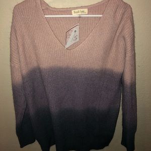 Promesa wool long sleeve sweater with v neck